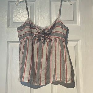 GAP striped linen tie front cami M
